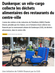 capture d un article la voix du nord sur la collecte de biodechets à Dunkerque par cargoélan