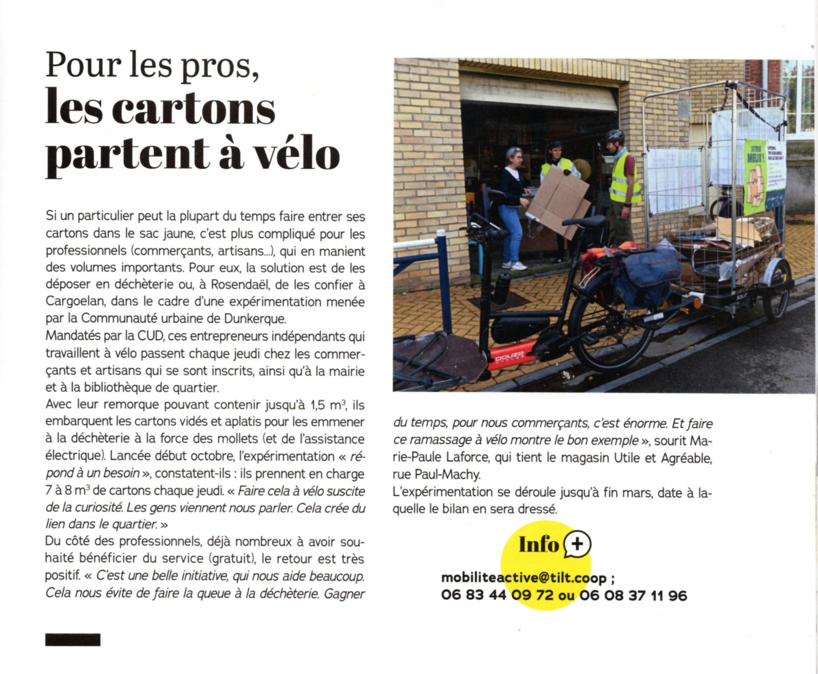 article journal communautaire sur la collecte de cartons à Rosendaël